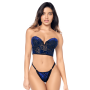 Ensemble sexy 2 pièces en velours floral avec bustier à armatures et string réglable Mapalé - MAL8939BKB