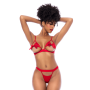 Ensemble sexy 2 pièces avec bonnets ouverts et détails nœuds Mapalé - MAL8901RED