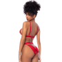 Ensemble sexy 2 pièces avec bonnets ouverts et détails nœuds Mapalé - MAL8901RED