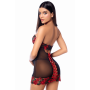 Babydoll sexy à armatures avec broderie de roses et dos lacé Mapalé - MAL7619BKRD