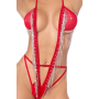 Body sexy plongeant avec franges en strass scintillantes Mapalé - MAL2812RED