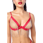 Ensemble sexy 2 pièces avec franges en strass scintillants Mapalé - MAL2811RED