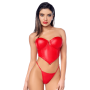Ensemble sexy 2 pièces en similicuir avec bustier structuré et string Mapalé - MAL2809RED