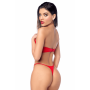 Ensemble sexy 2 pièces en similicuir avec bustier structuré et string Mapalé - MAL2809RED