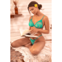 Ensemble sexy 2 pièces en dentelle extensible avec haut ajustable et string Mapalé - MAL8949WTEA
