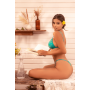 Ensemble sexy 2 pièces en dentelle extensible avec haut ajustable et string Mapalé - MAL8949WTEA