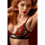 Ensemble sexy 2 pièces en résille transparente avec broderie de roses Mapalé - MAL8962BKRD