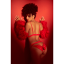 Ensemble sexy 2 pièces avec bonnets ouverts et détails nœuds Mapalé - MAL8901RED