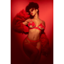 Ensemble sexy 2 pièces avec bonnets ouverts et détails nœuds Mapalé - MAL8901RED