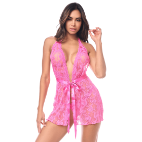 Babydoll sexy à décolleté plongeant avec string en dentelle rose Mapalé - MAL7622PINK Babydoll sexy à décolleté plongeant avec string en dentelle rose Mapalé - MAL7622PINK