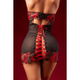 Babydoll sexy à armatures avec broderie de roses et dos lacé Mapalé - MAL7619BKRD