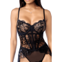 Body sexy en résille brodée de sequins avec armatures et jarretelles Mapalé - MAL8897BLK