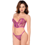 Ensemble sexy 2 pièces en dentelle précieuse avec bustier sans bretelles et string réglable Mapalé - MAL8948PKAG