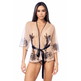 Peignoir sexy en résille imprimée transparente avec string assorti Mapalé - MAL7615NUBK Peignoir sexy en résille imprimée transparente avec string assorti Mapalé - MAL7615NUBK