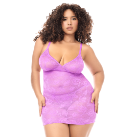 Babydoll sexy grande taille en dentelle douce et extensible avec string assorti violet Mapalé - MAL7613XWORC Babydoll sexy grande taille en dentelle douce et extensible avec string assorti violet Mapalé - MAL7613XWORC