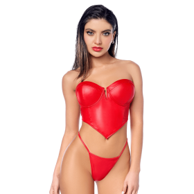 Ensemble sexy 2 pièces en similicuir avec bustier structuré et string Mapalé - MAL2809RED Ensemble sexy 2 pièces en similicuir avec bustier structuré et string Mapalé - MAL2809RED