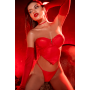 Ensemble sexy 2 pièces en similicuir avec bustier structuré et string Mapalé - MAL2809RED