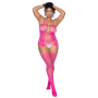 Combinaison grande taille en résille rose - MAL1105XNPK