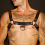 Black leather men’s bust harness in H