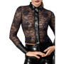 F377 Noirelle Chemise en dentelle boutonnée