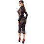 F376 Noirelle Robe à boutons mi-longue en dentelle
