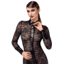 F376 Noirelle Robe à boutons mi-longue en dentelle