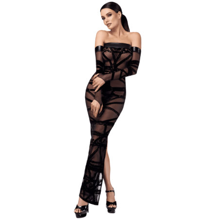 F358 Bondesque Opera Robe longue épaule décolletée