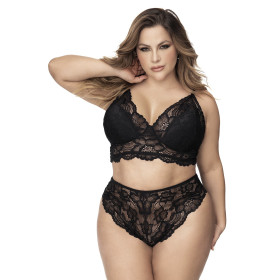 Lingerie grande taille, soutien-gorge et culotte en fibres recyclées - MAL8796XBLK Lingerie grande taille, soutien-gorge et culotte en fibres recyclées - MAL8796XBLK