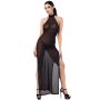 F372 Onyx Robe longue à deux fentes