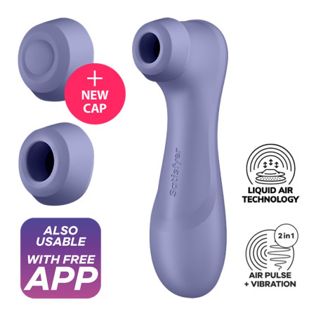 Stimulateur de clitoris 2 embouts Connecté avec technologie Liquid air Pro 2 Generation 3 violet USB Satisfyer 