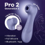 Stimulateur de clitoris 2 embouts Connecté avec technologie Liquid air Pro 2 Generation 3 violet USB Satisfyer 