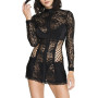 Robe courte sexy noire avec zip avant 