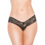 Tanga string noir en dentelle avec noeud arrière 