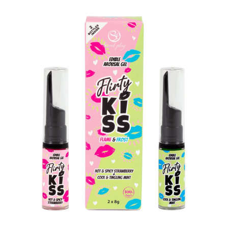 Gels pour Sexe Oral Fraise  Menthe  Flirty Kiss 2×8 gr Secret Play