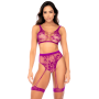 Ensemble deux pièces en résille à motif floral, couleur orchidée - Mapalé