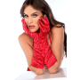 Une paire de gants satinés rouges avec strass - Mapalé