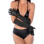 Une paire de gants satinés noirs avec strass - Mapalé