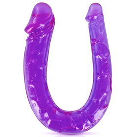 Double dong gode fléxible violet 29.5cm 