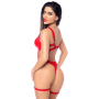 Body sexy en similicuir avec porte-jarretelles 