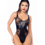 Body sexy noir dentelle  similicuir 