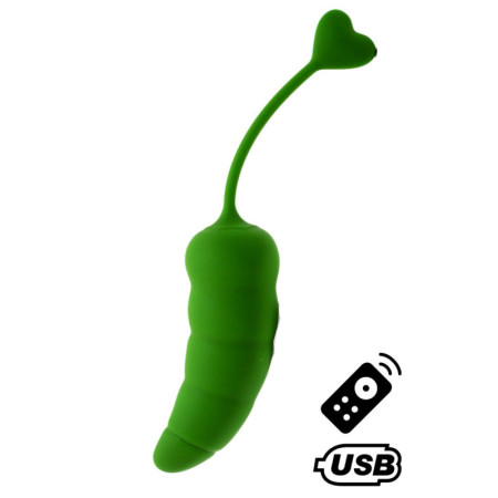 PIMENTO, Un Œuf vibrant avec télécommande, couleur et forme Piment en silicone médical 