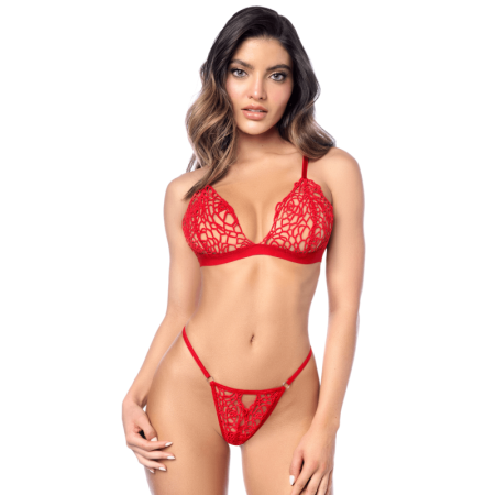 Ensemble sexy 2 pièces en crochet tricoté avec haut ajustable et string 