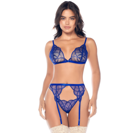Ensemble sexy 3 pièces avec broderie brillante 