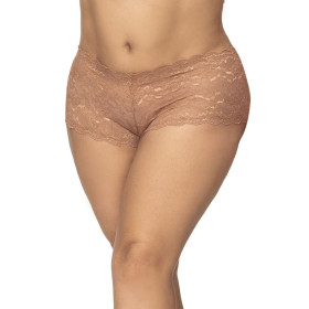 Shorty grande taille en dentelle couleur taupe 