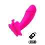 BUTTERFLY, Mini Vibromasseur avec stimulateur clitoridien Papillon rose USB, avec télécommande 