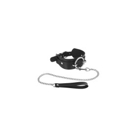 Collier noir anneau et laisse Fétish Tentation