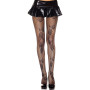 Collant noir resille motif fleuri 
