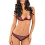 Ensemble bordeaux demi-bonnets et culotte ouverte 