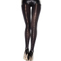 Collant nylon noir opaque avec ligne ajourée petits trous 
