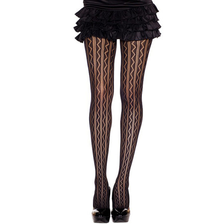 Collant nylon fantaisie noir mi-saison ajouré géométrique 